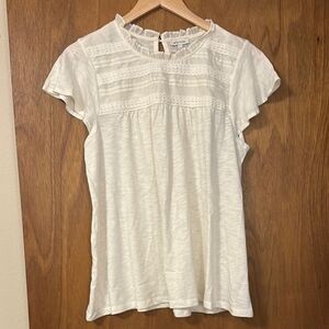 Ella Moss Off White Puff Sleeve Blouse with Peter Pan Collar